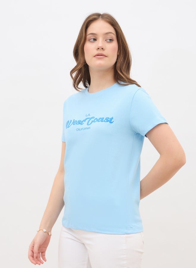 ستايلي تيشيرت بقصة عادية وطباعة شعار ستايلي - Image 1